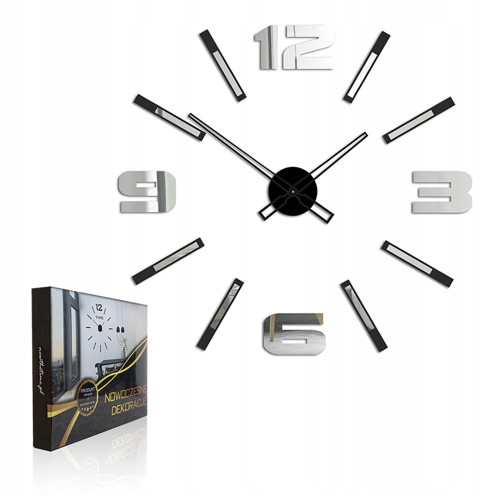 LUSTRZANY ścienny DUŻY zegar na ścianę DIY 3D L Materiał dominujący tworzywo sztuczne