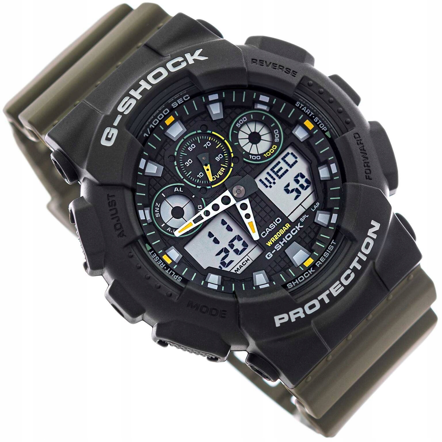 Pánské Hodinky Casio GA-100TU-1A3ER G-shock Zelené Se Sportovním Řemínkem Vodotěsné 200M