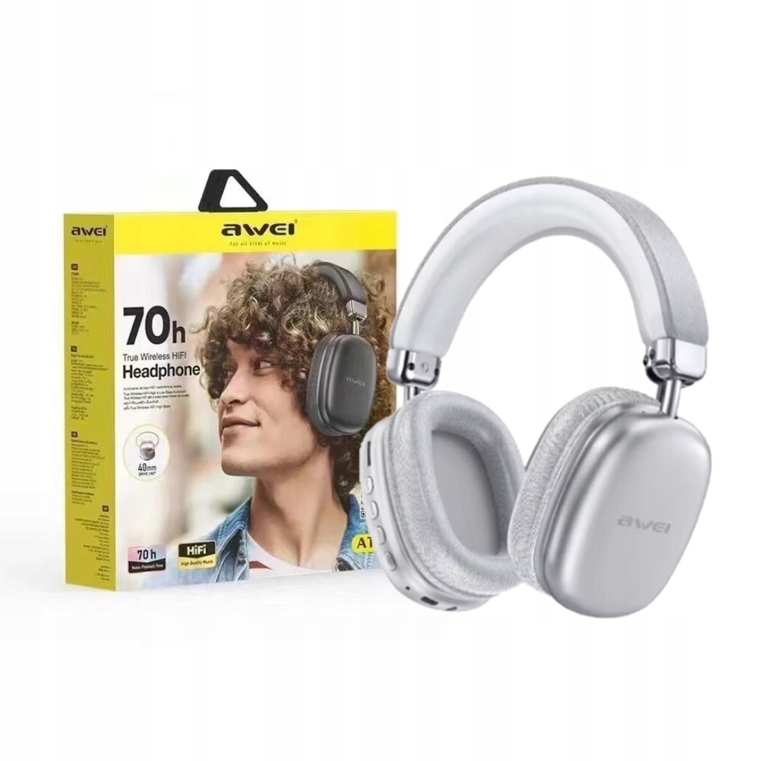 Słuchawki Awei AT7 Bluetooth5.4 srebrne