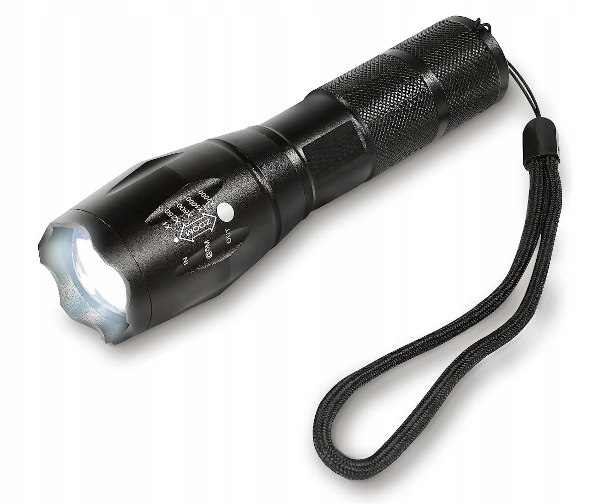 MOCNA LATARKA LED TAKTYCZNA WOJSKOWA WODOODPORNA ZOOM ZESTAW AKUMULATOR Źródło światła LED