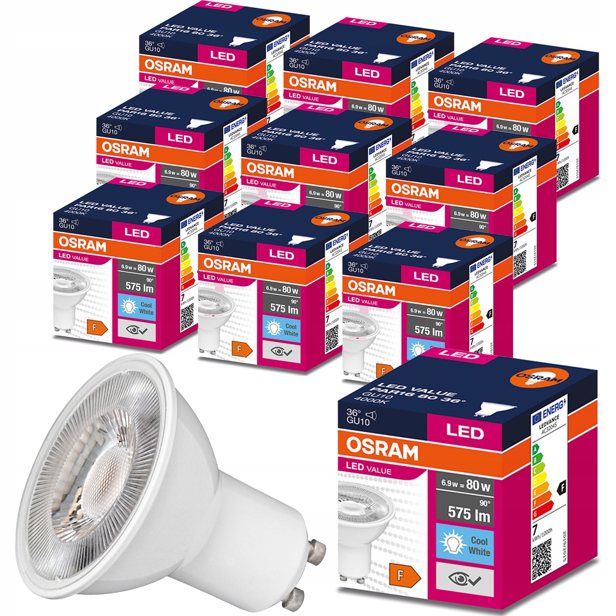 

10x Żarówka Led GU10 6,5W 80W 575lm 4000K Osram
