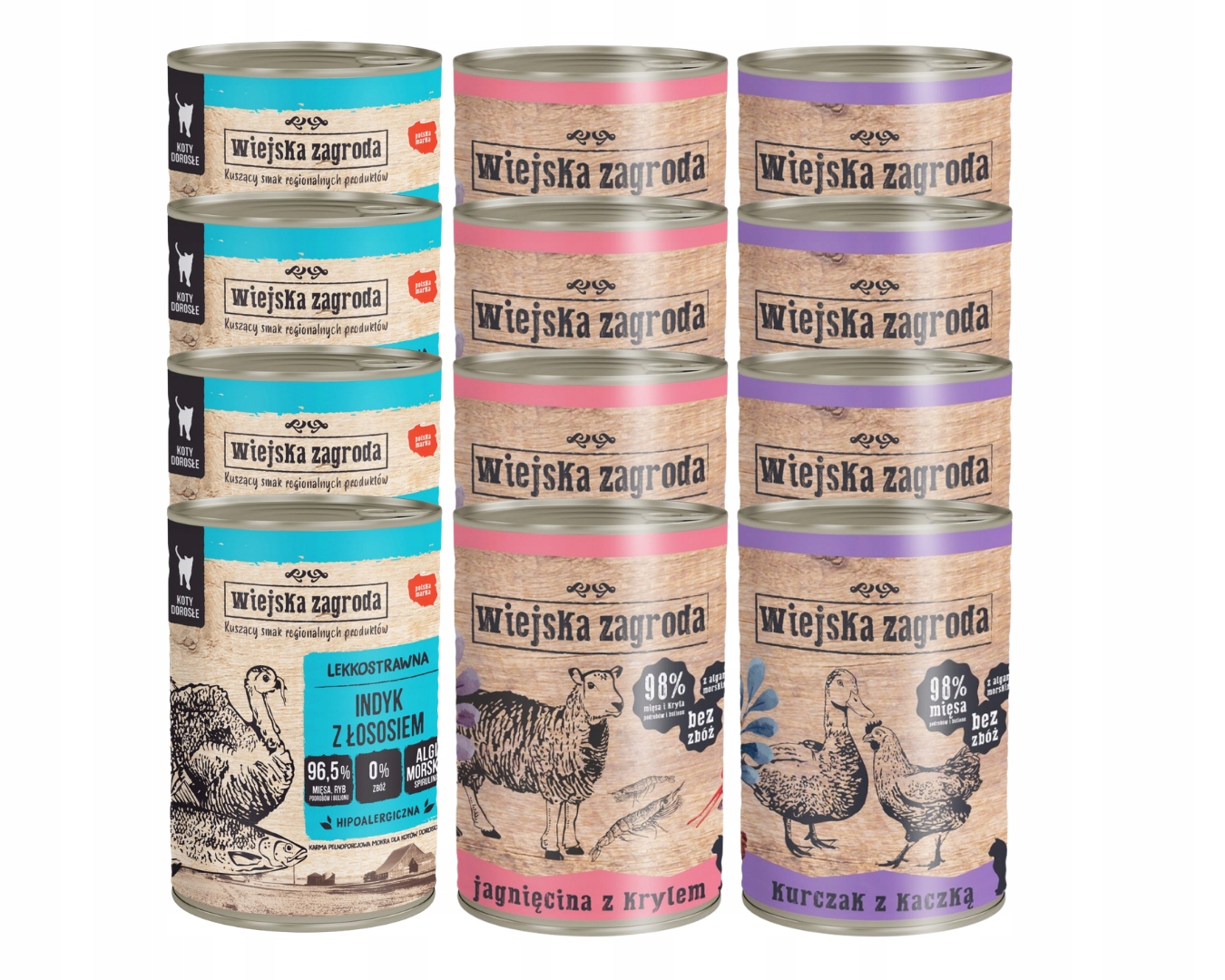 Wiejska Zagroda Karma mokra dla kota MIX Smaków 12x400g