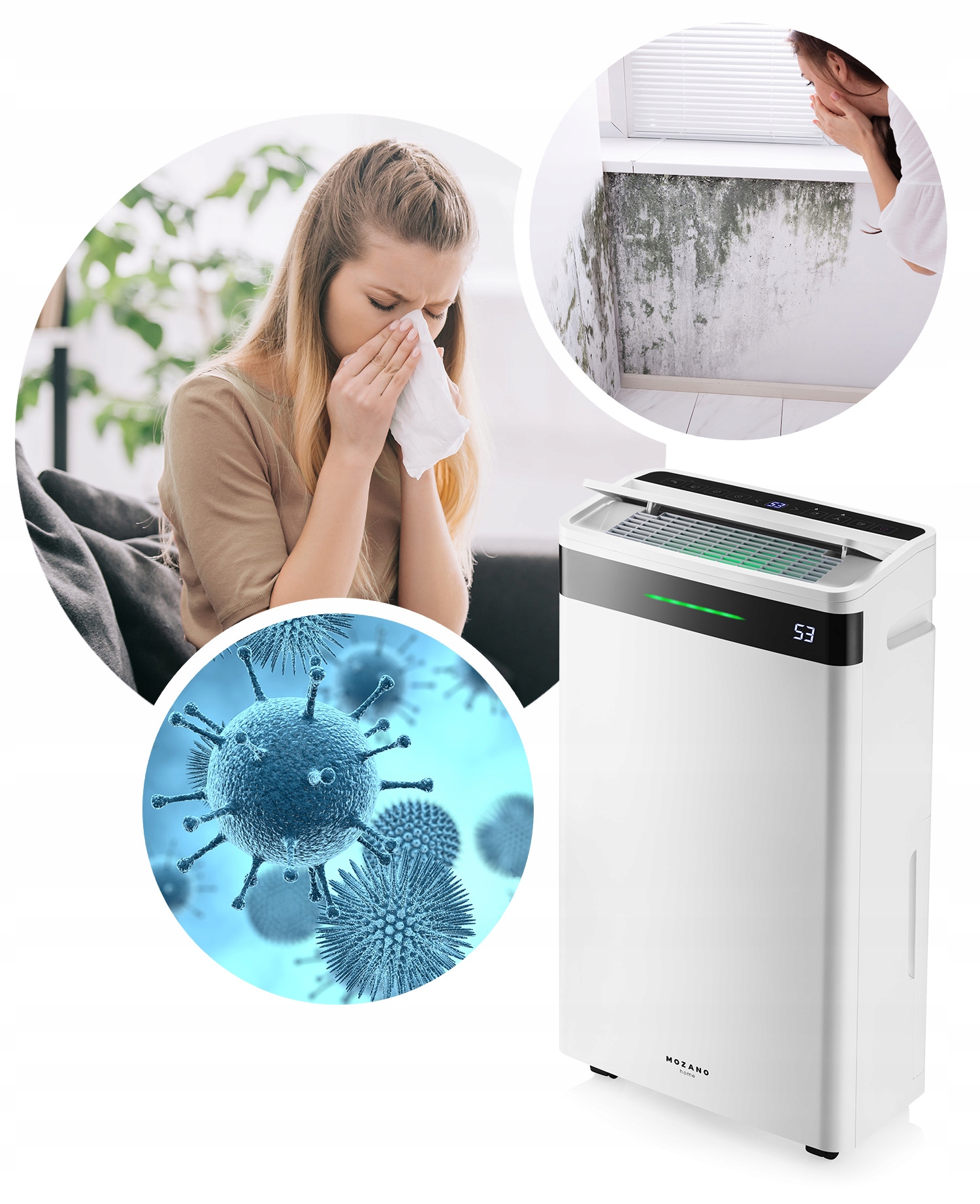 OSUSZACZ POWIETRZA 20L/24H POCHŁANIACZ WILGOCI OCZYSZCZACZ XL + WIFI TIMER Wydajność 20 l/24 h