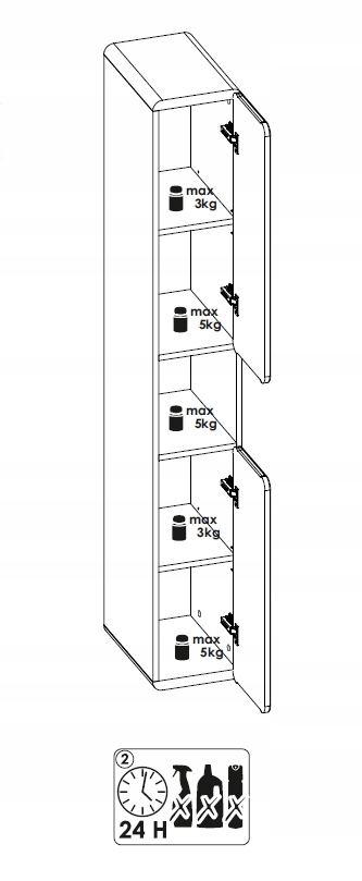 Regał do łazienki słupek 25 cm szafka ARUBA 805 Szerokość mebla 25 cm