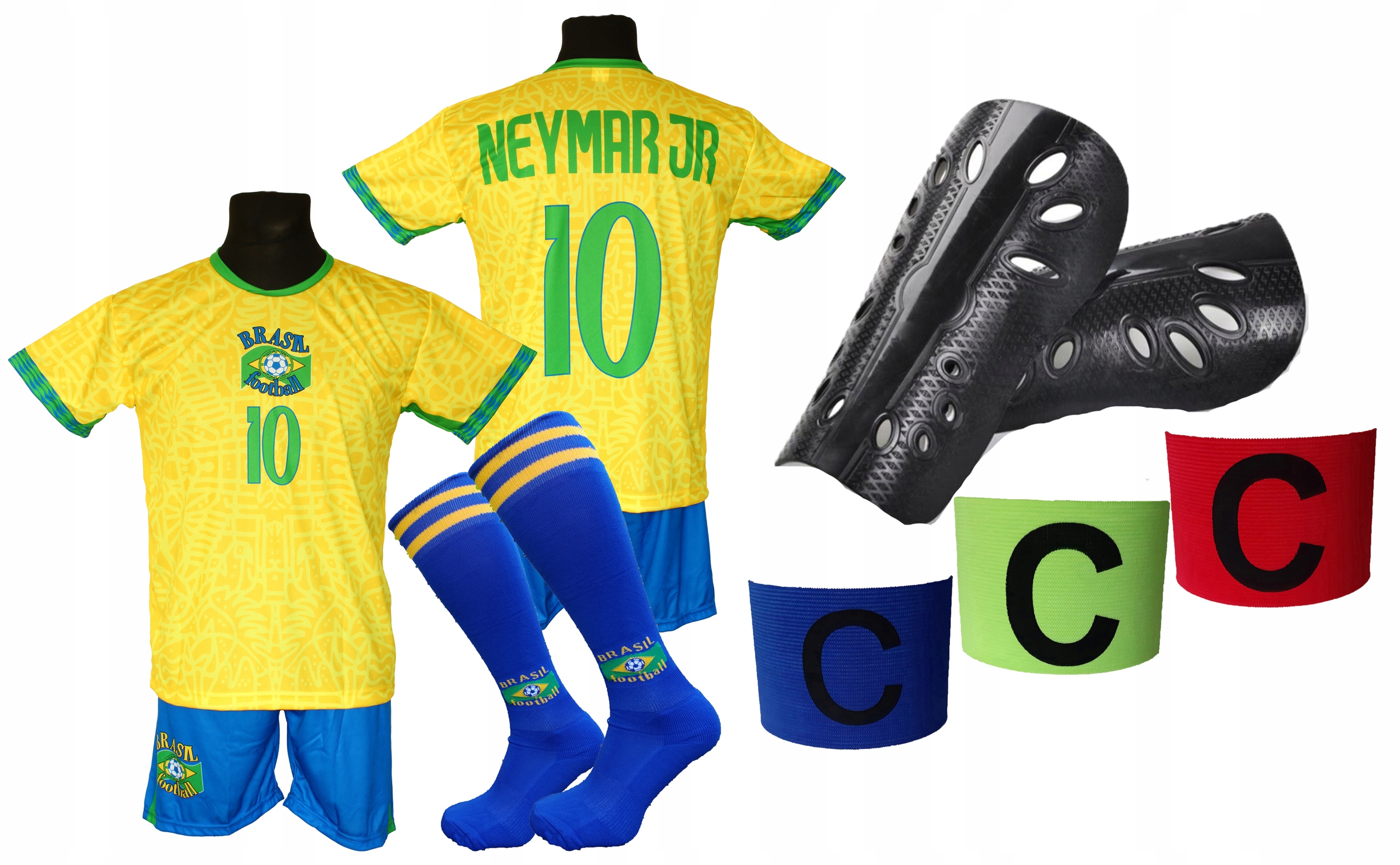 Fotbalové oblečení pro děti Neymar Jr štulpny doplňky Brazílie Oo 140