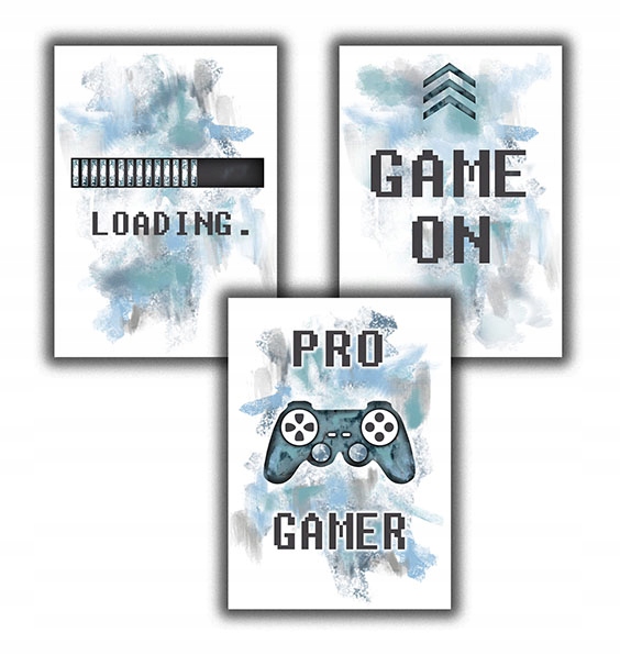 

Zestaw plakatów game on loading pro gracz a4