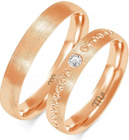 Prsten zlatý růžový gravírovaný 585 r 17 18 19, klasický model gravírování