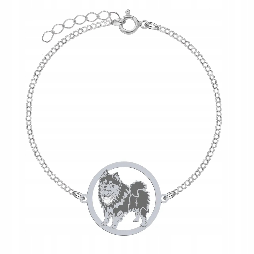 Stříbrný náramek s finským psem Lapphund 925 Dárek Gravírování Bonus