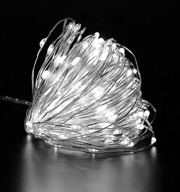 

Lampki druciki żyłka 100LED na baterie Zimny Biały