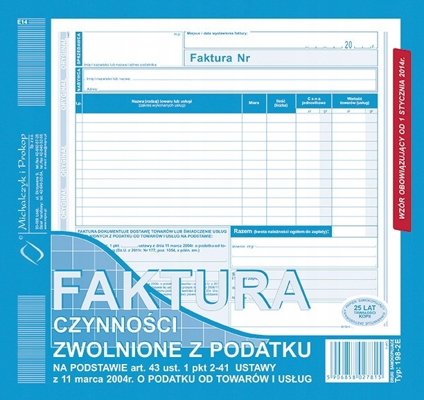 

Faktura Bez Vat art.43 Dla Zwolnionych Z Podatku