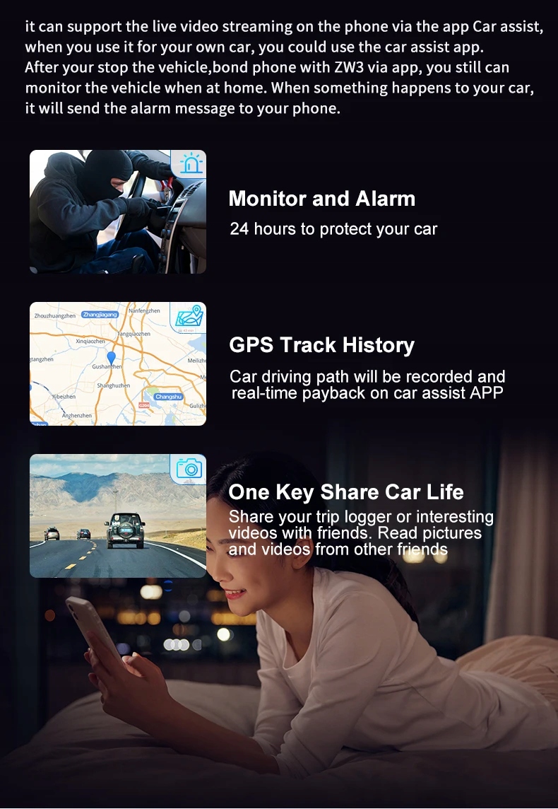 Czarna skrzynka samochodowa 140 kąt 3 kanały 1080p 720p 720p z ADAS GPS SOS DMS CMSV6 Model XINJIA-0524-SKU68880-128GB- Black