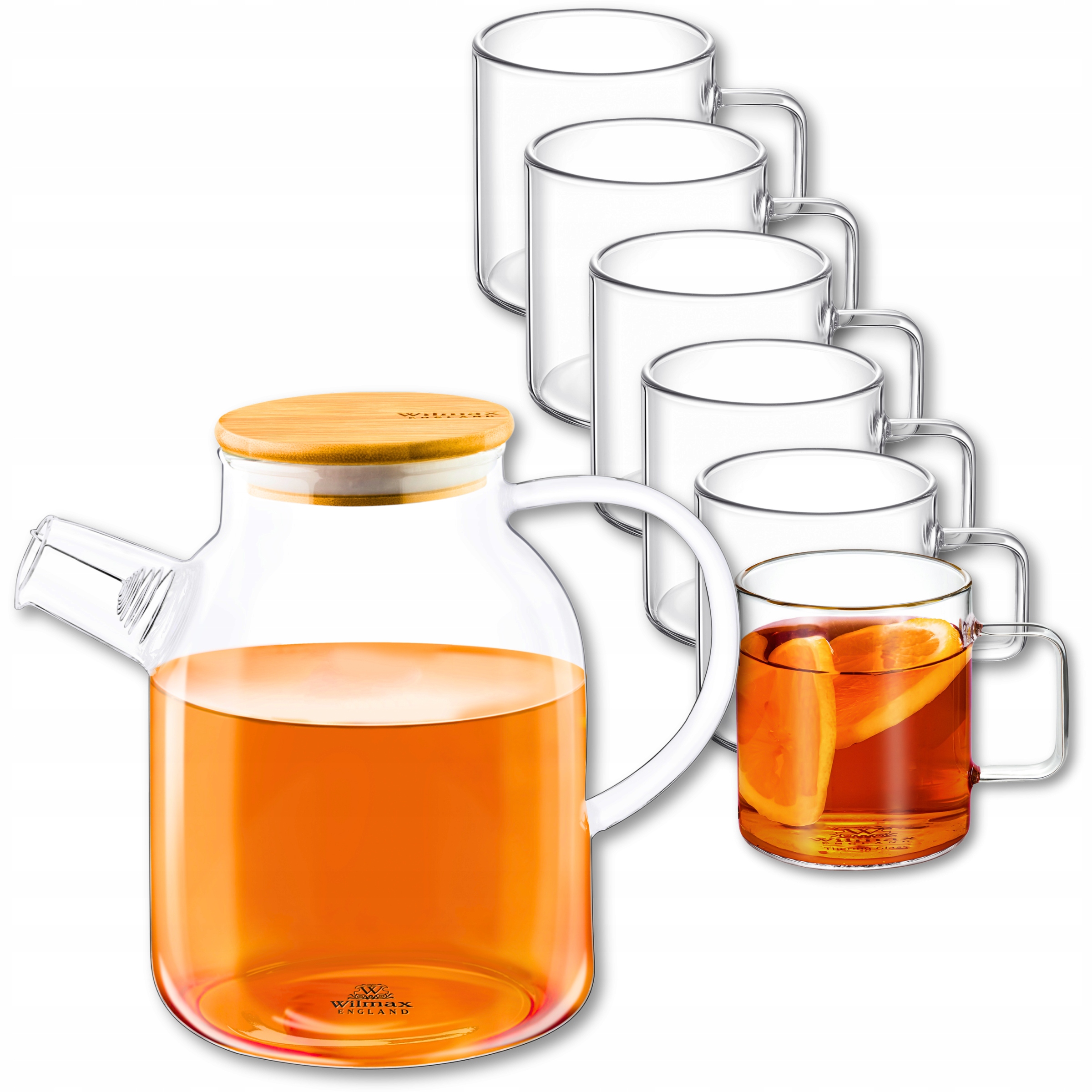 Sada na nápoje Velký džbán 1,6 l a 6 hrnků 300 ml z termo skla