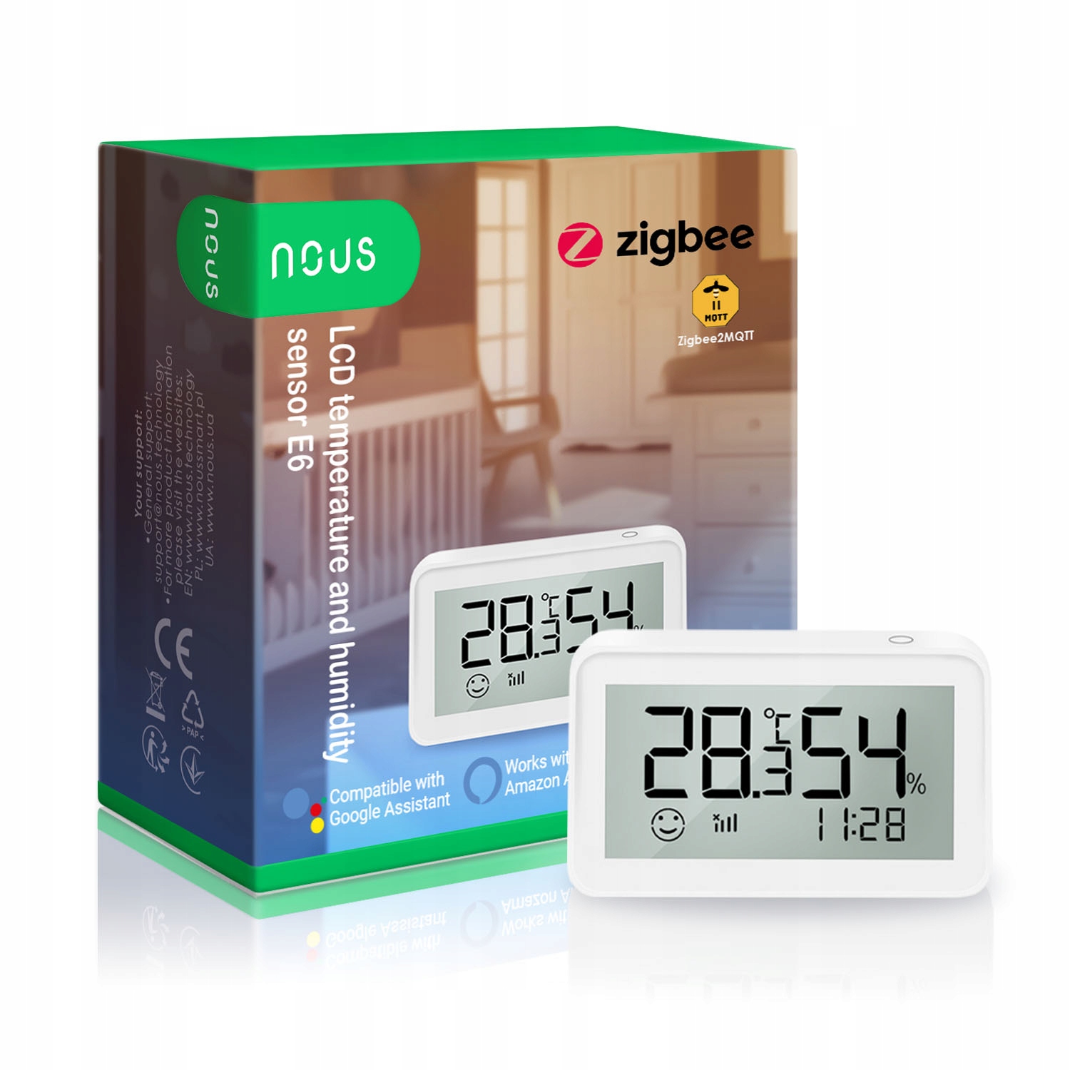 

Czujnik temperatury wilgotności ZigBee Nous E6