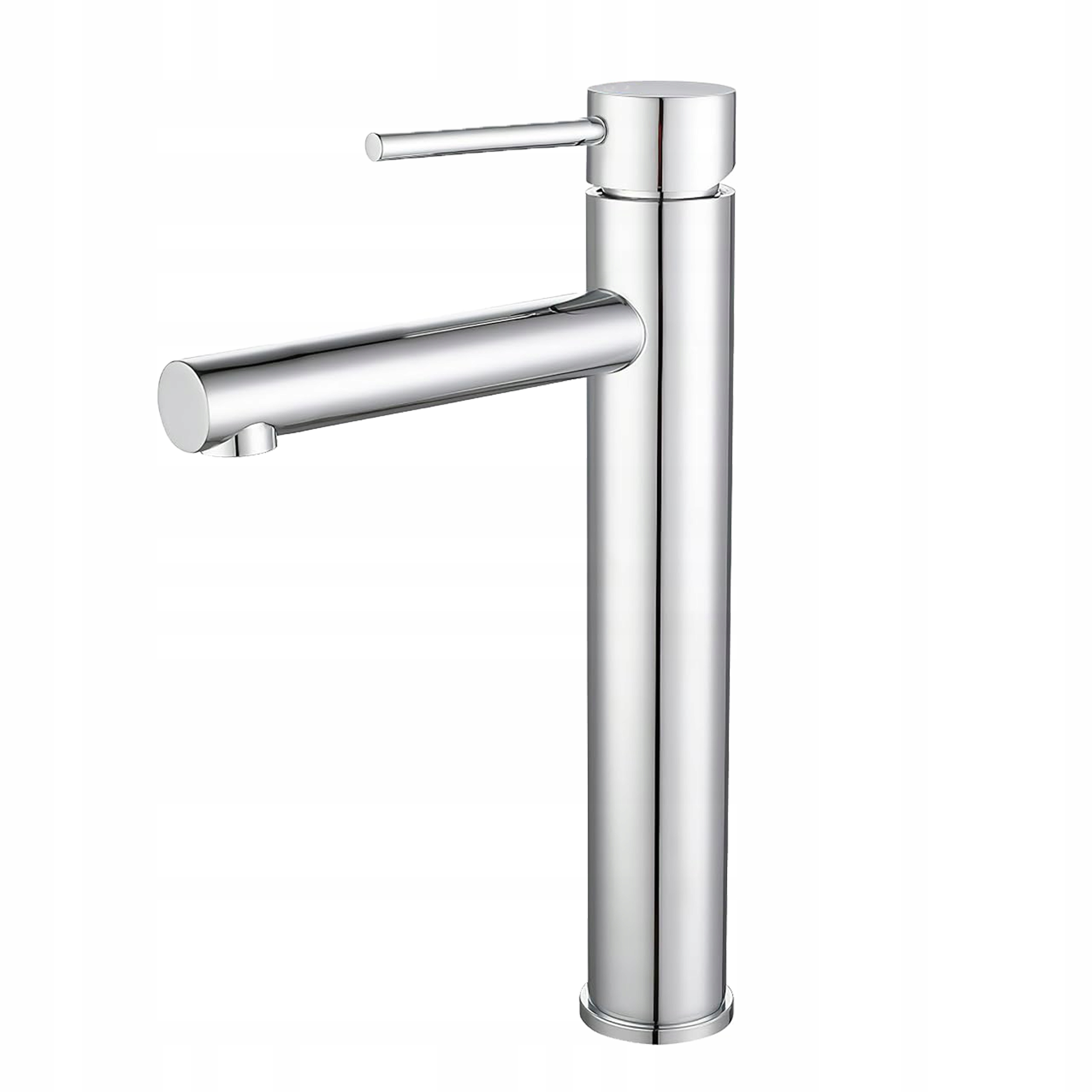 Bateria umywalkowa srebrna chrom wysoka nablatowa długa wylewka Tepe