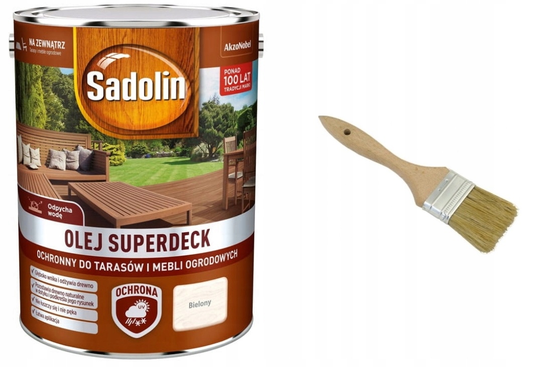 

Olej Sadolin Superdeck, bielony, 5l Pędzel