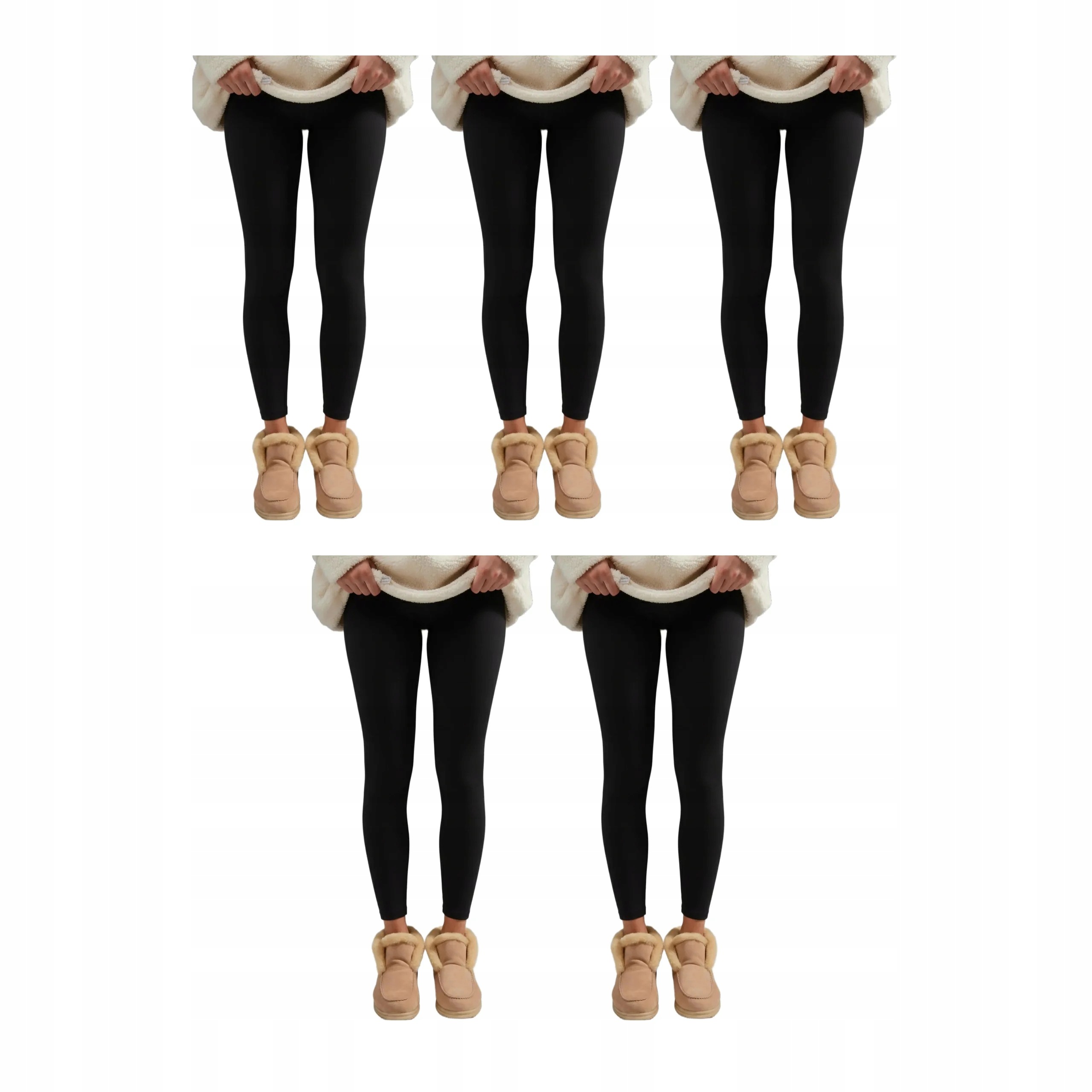 5 párů Dámské legíny 250 den zateplené fleecem 663 Fleece 5x Černá S/m