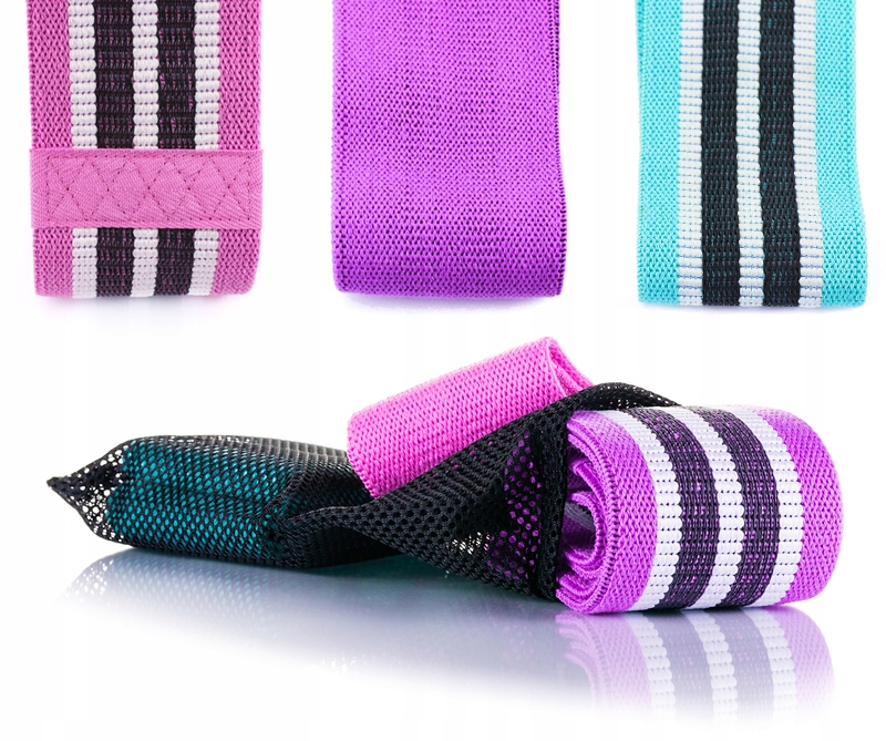 ZESTAW 3 GUM DO ĆWICZEŃ HIP MINI BAND, GUMY MATERIAŁOWE MOCNE TAŚMY FITNESS Marka Gline