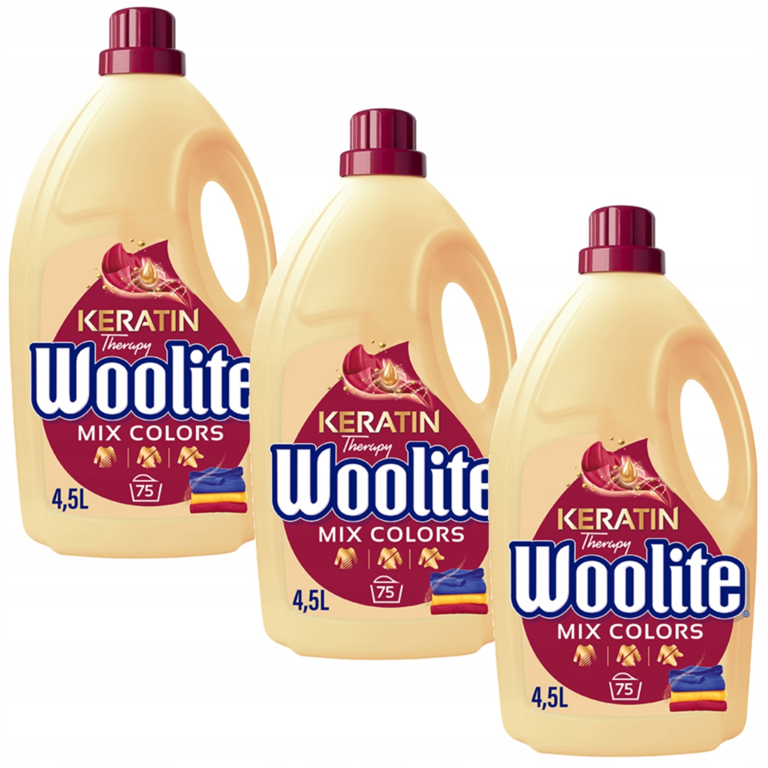 Woolite Zestaw Płyn Do Prania Koloru Kolorowych Ubrań Z Keratyną 3X 4.5L