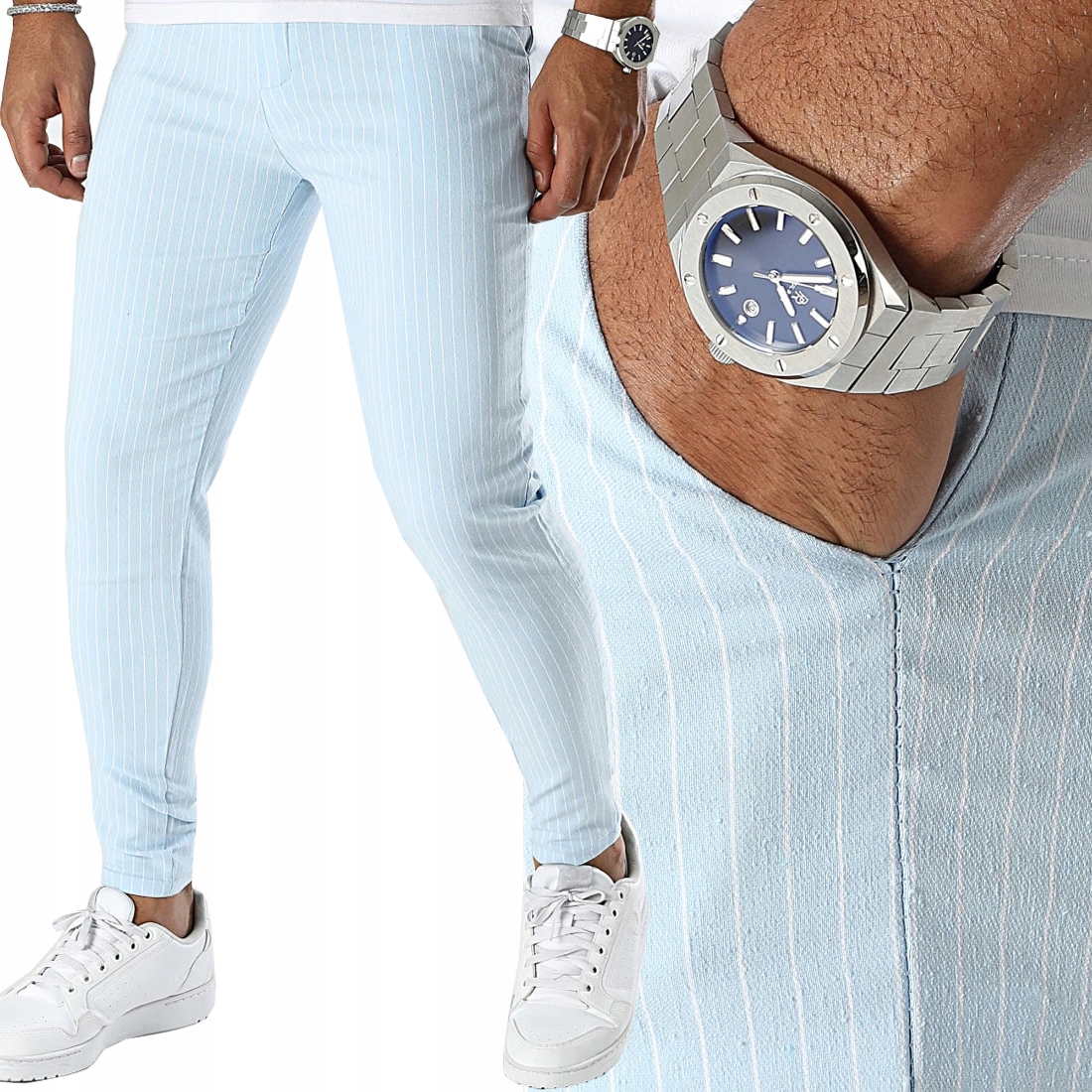 Pánské kalhoty Casual Chinosy Slim Fit žebrované