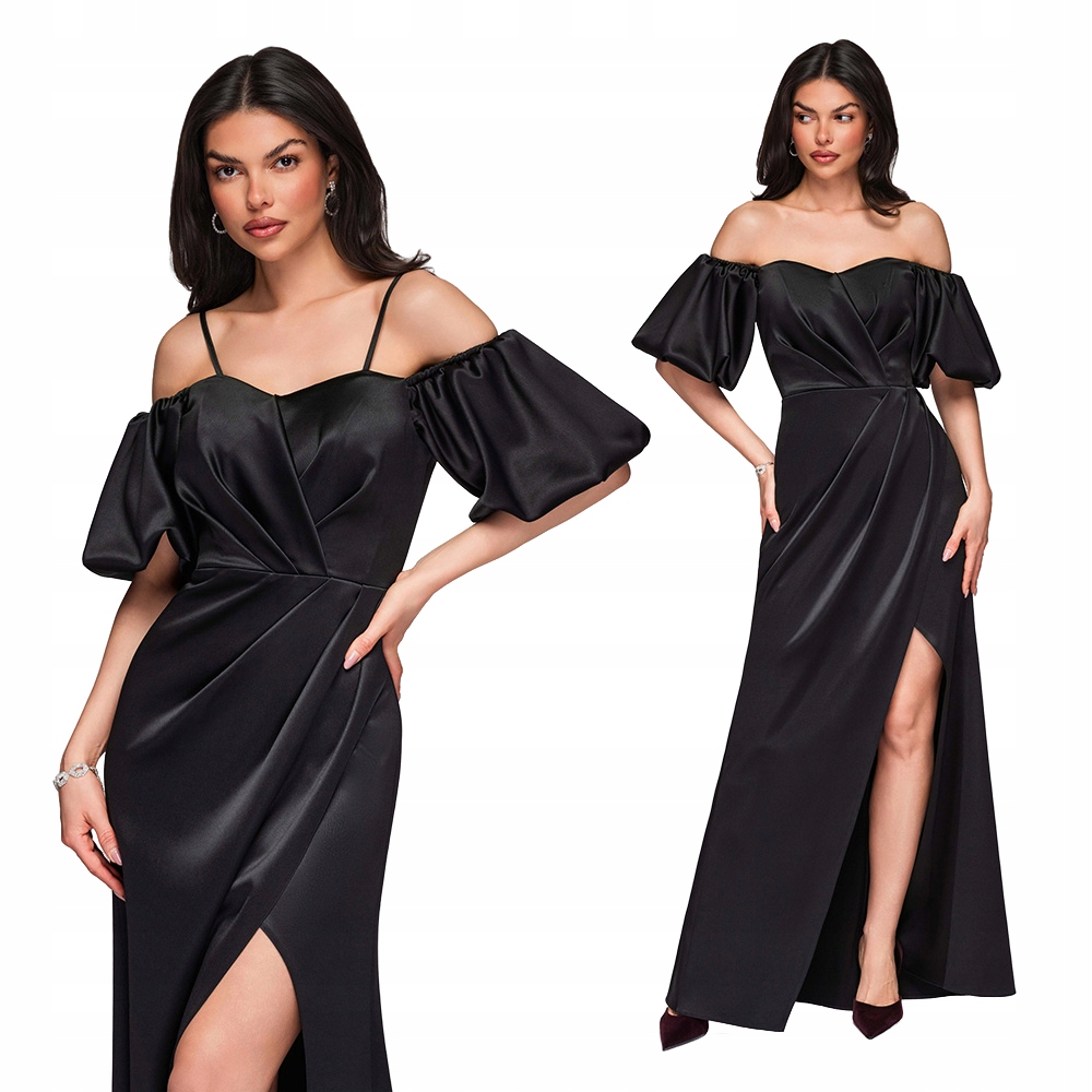 Šaty černé s bufetovými rukávy LaRica LA-OM-DLR270 vel. S