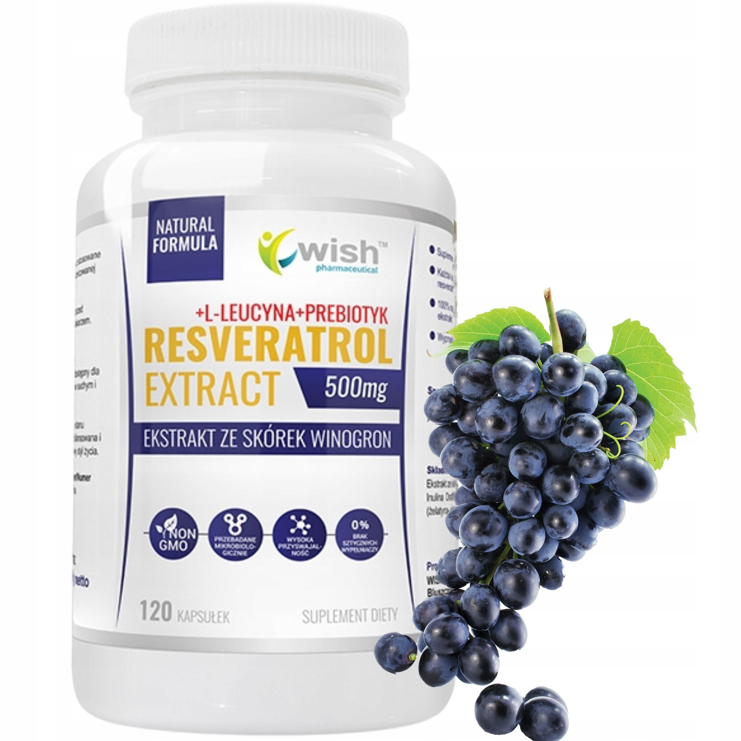 RESVERATROL 500mg EKSTRAKT ZE SKÓREK WINOGRON 120k Kod producenta 8468