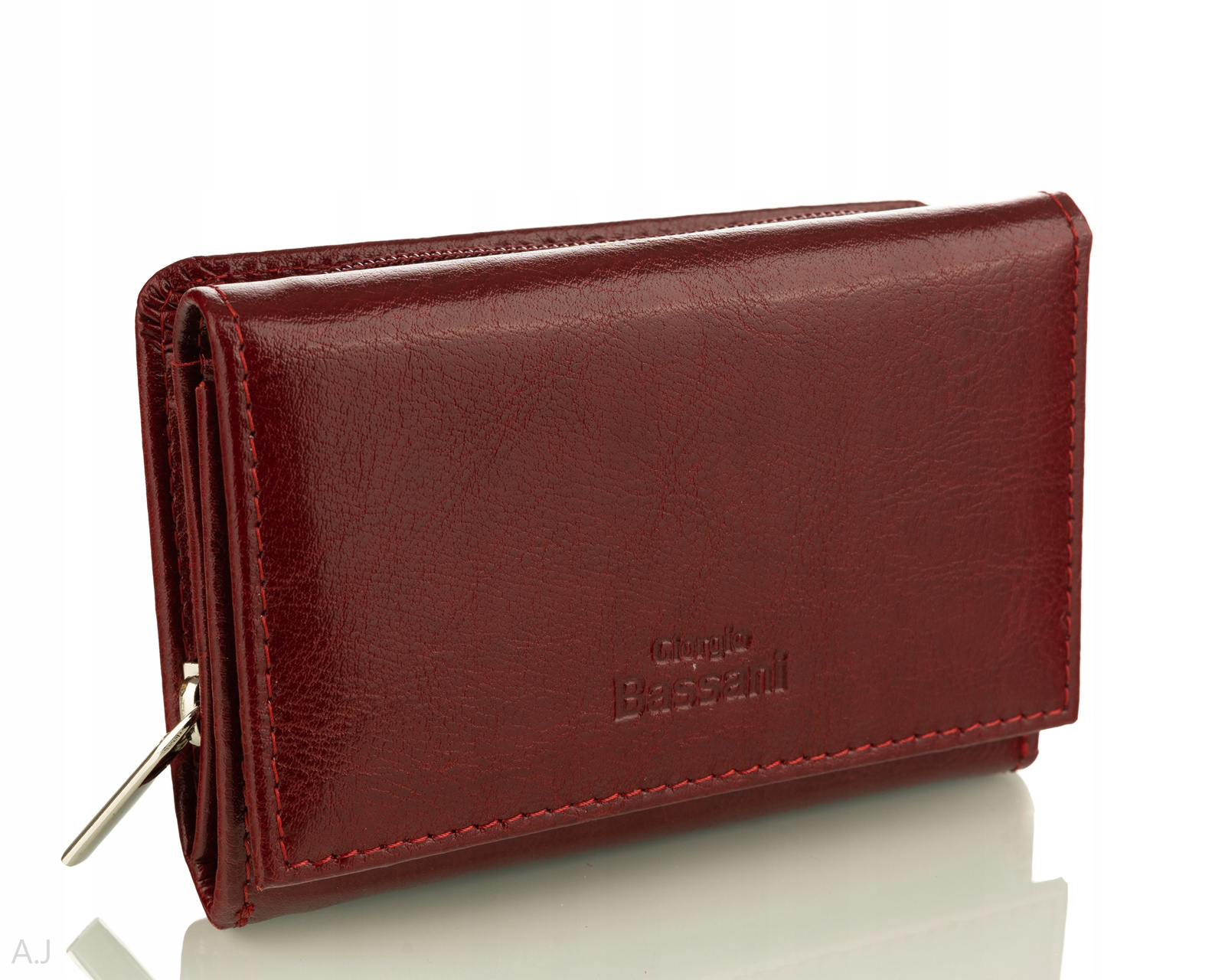 Portfel damski skórzany ze skóry naturalnej średni bordowy dużo pojemny