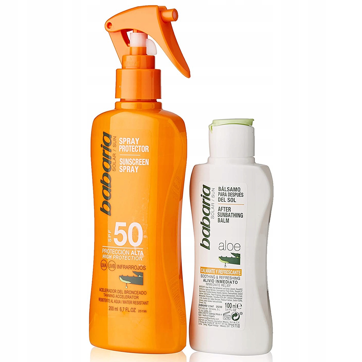 Opalovací sprej Babaria Aloe Sun Screen Spray SPF50 Gel Po Opalování Alo