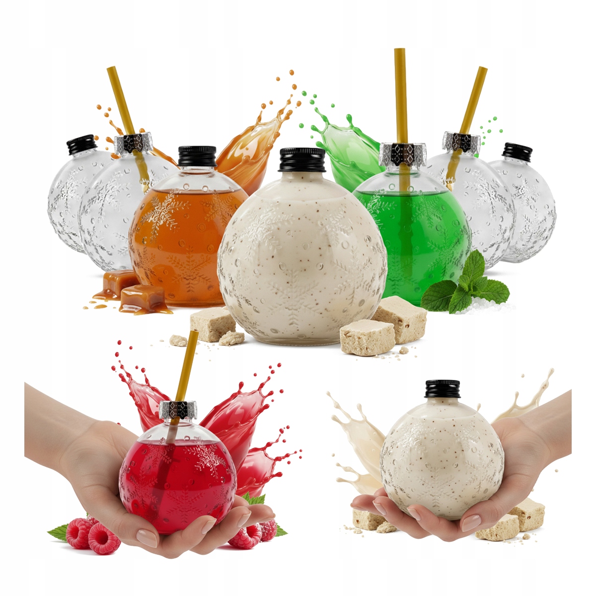 24 x skleněné lahve Alkobombka s trubičkou 400 ml na alkohol Dárek