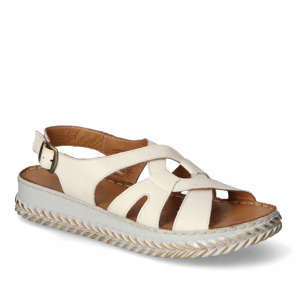 Sandály Manitu 910209-81 Světle béžová lico 36