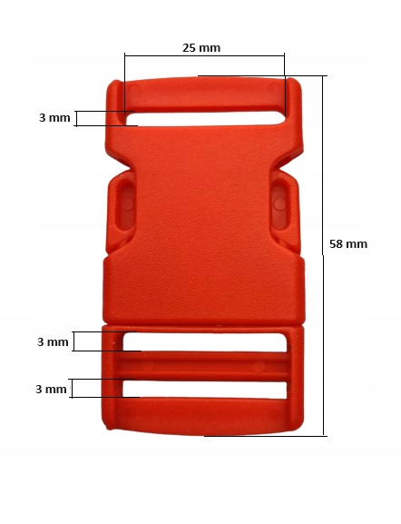 Klamra zatrzaskowa plastikowa 25 mm do paska 1 sztuka czerwony Kod producenta Klamra zatrzaskowa 25 mm 1 sztuka czerwony