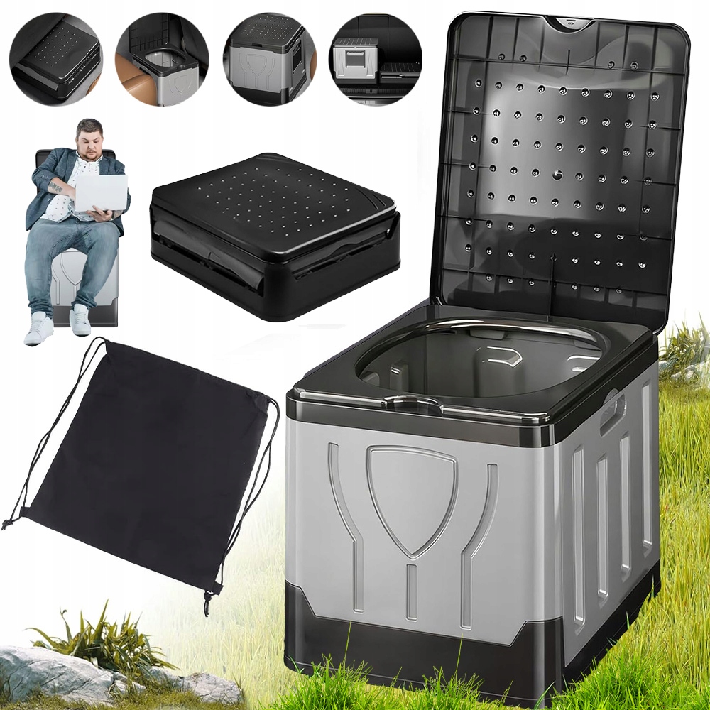 Přenosná Kempingová Toaleta Skládací Toaleta Pro Rybaření, Pikniky 30 L