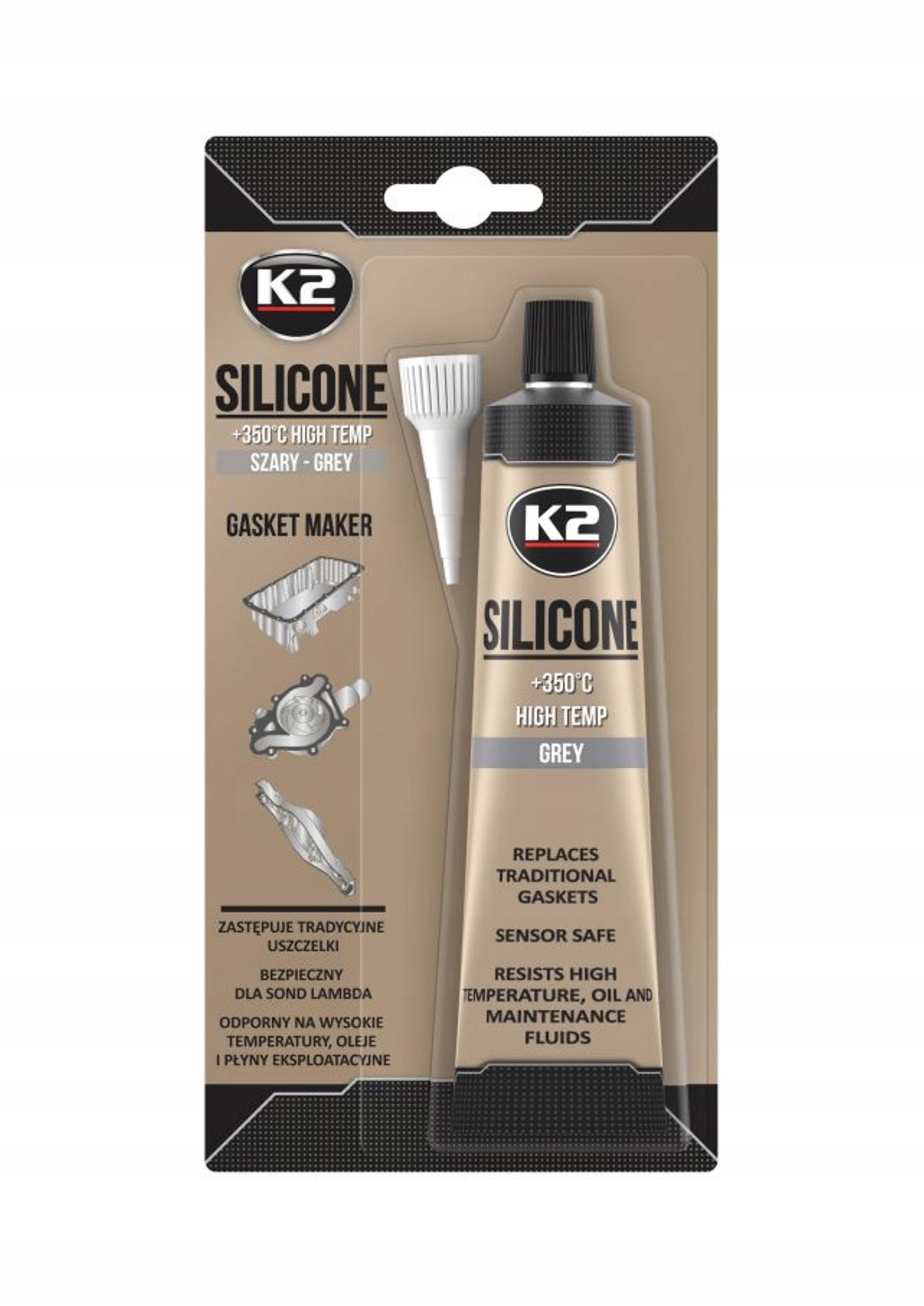 K2 SILIKON WYSOKOTEMPERATUROWY SZARY 85g +350C