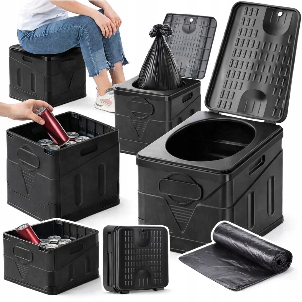 Toaleta Przenośna Turystyczna Wc Składana 20L Na Działkę Kemping Z Workami