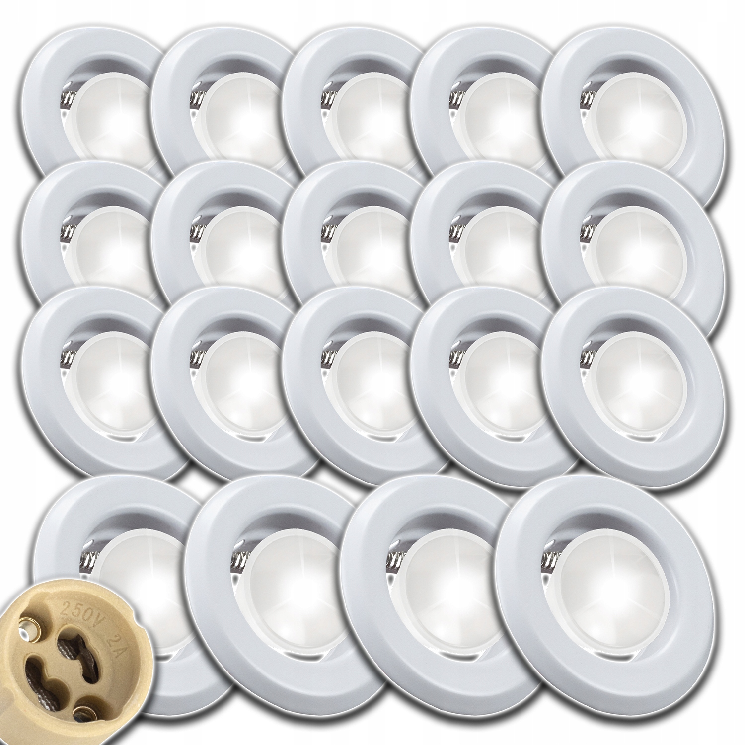 19x Stropní Svítidlo Halogen Led Lampa 1,5W Neutrální Očko Bílá