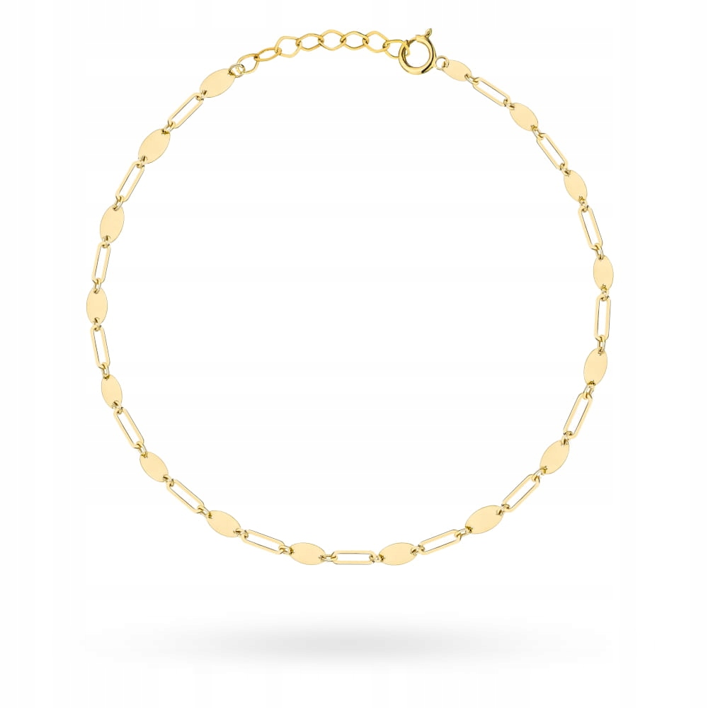 Zlatý náramek 585 články a oválné prvky, lesklý doplněk pro ženy