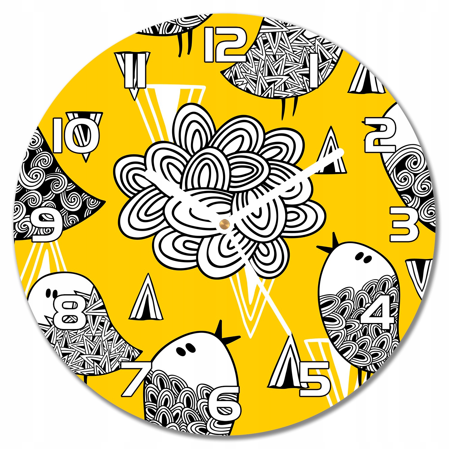 

Zegar szklany na prezent Doodle ptaki f30 cm