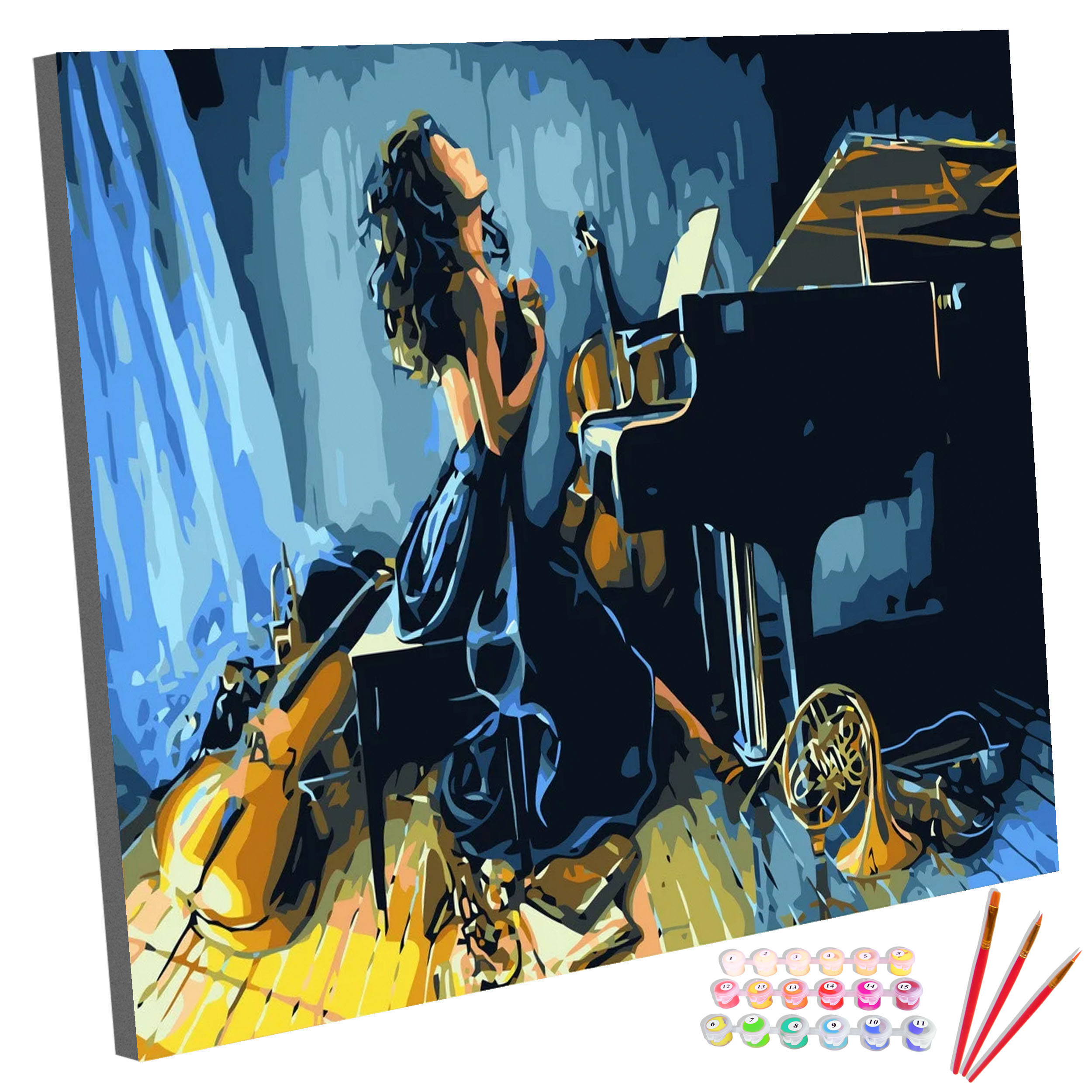 Sada Obraz Pro Malování Malování Podle Čísel Na Rámu Pianistka 40x50