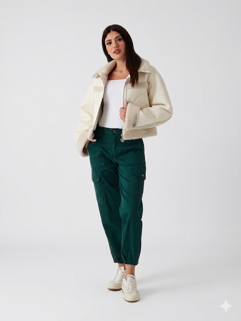 Guess Cargo Kalhoty Tmavě Zelené S Kapsami Na Knoflíky 31/28 Gga
