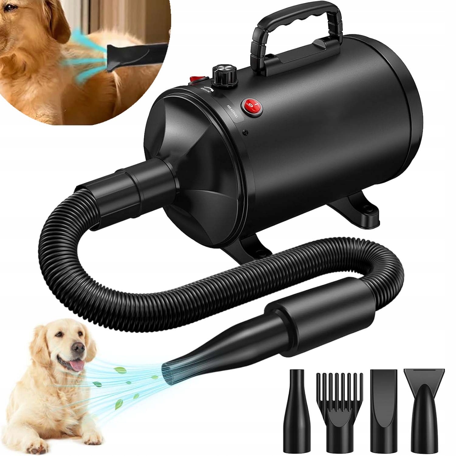 Suszarka Dla Zwierząt Psów Kotów Groomerska Do Sierści Włosów 2800W Mocna