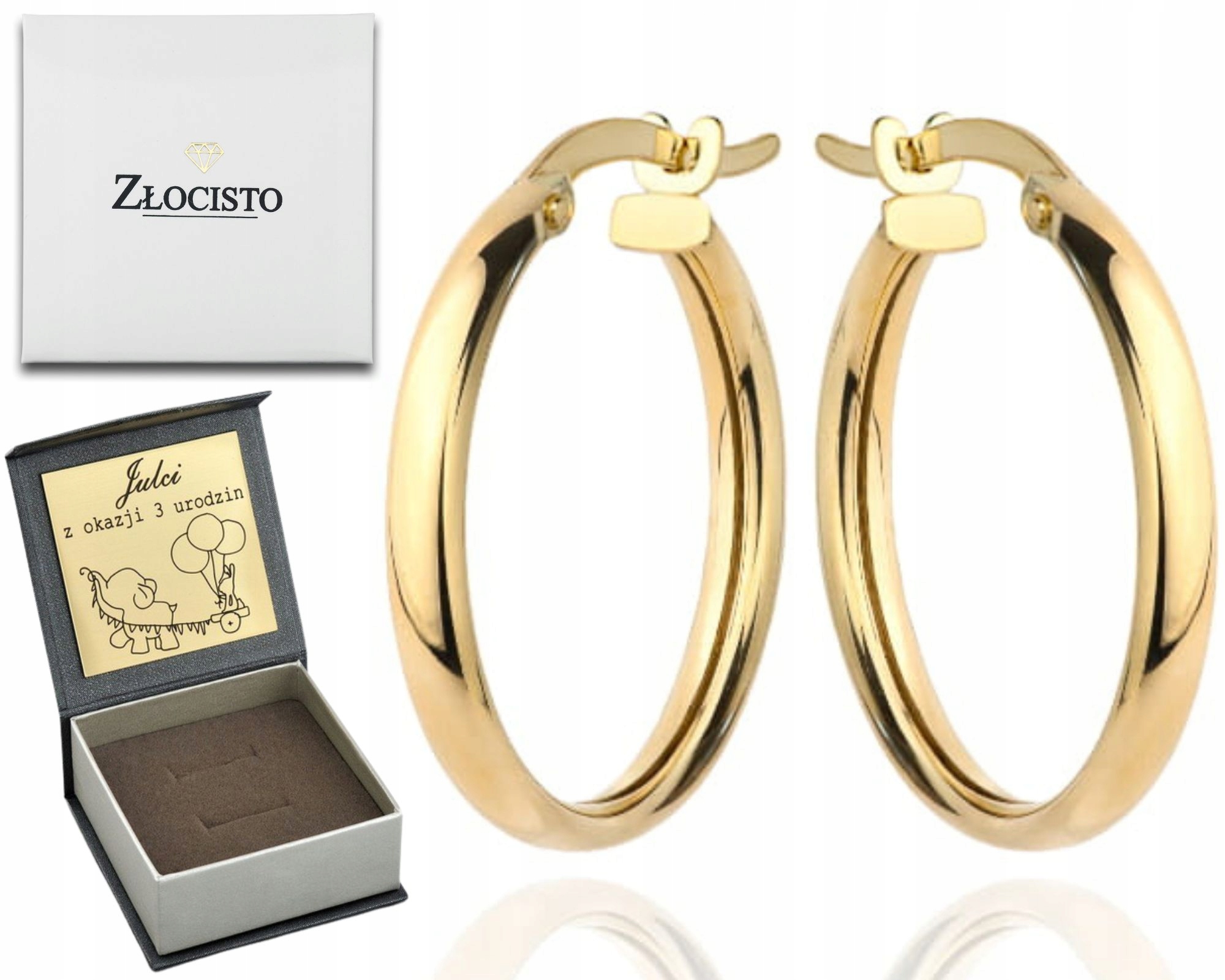 Zlaté Náušnice Kruhy S Anglickým Zapínáním 2,2 CM 22 MM Anglické Zapínání