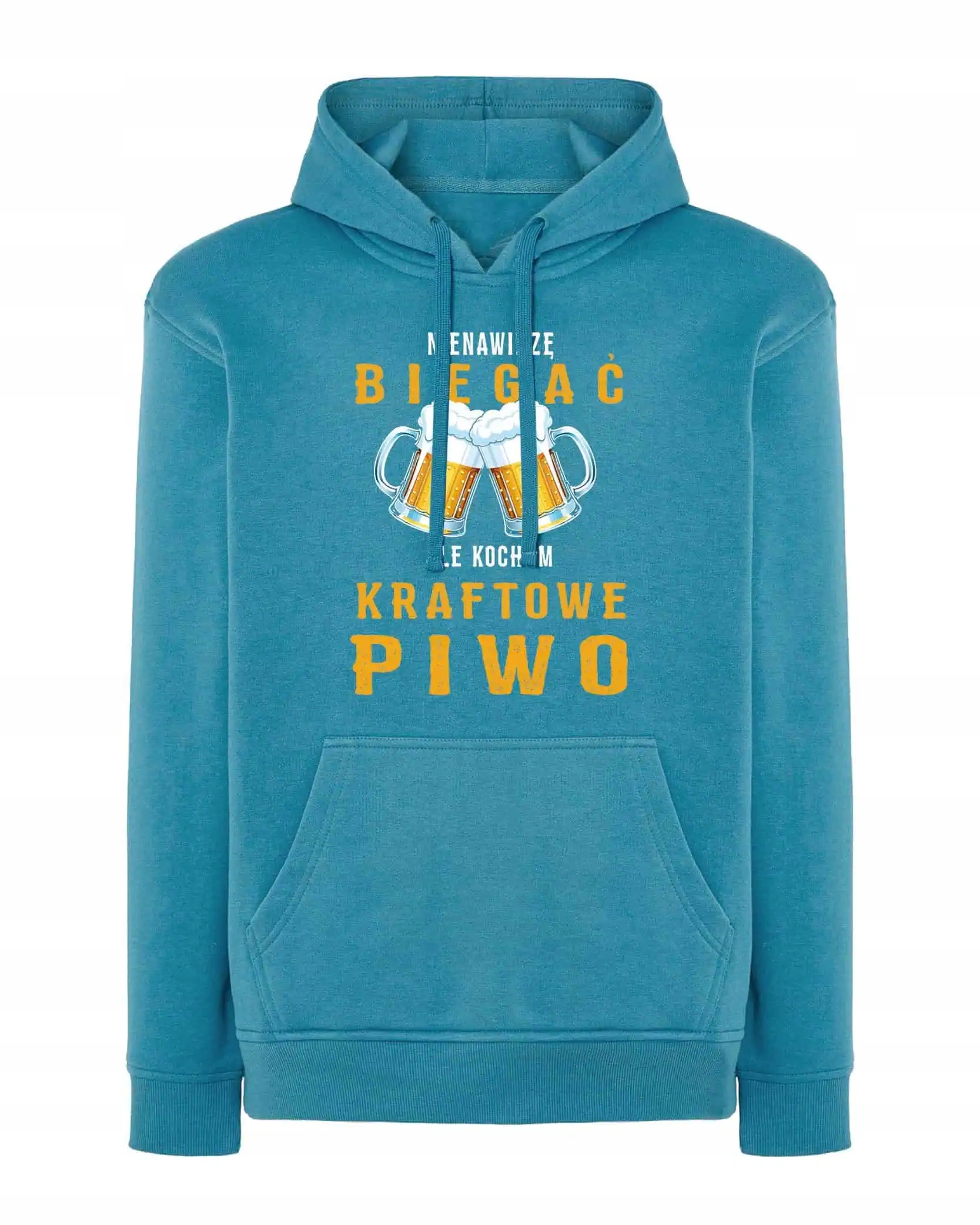 Mikina pro milovníky piva s vtipným s potiskem piva I Hate Running Beer, modrá, velikost L