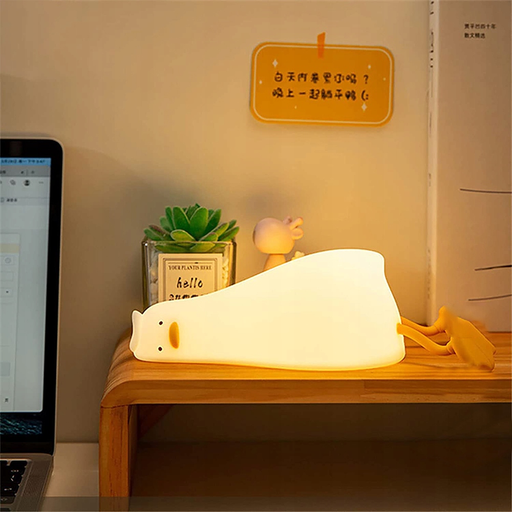 LAMPKA NOCNA DLA DZIECI KACZKA DZIWACZKA DO KLEPANIA LED SILIKONOWA USB C Marka bez marki