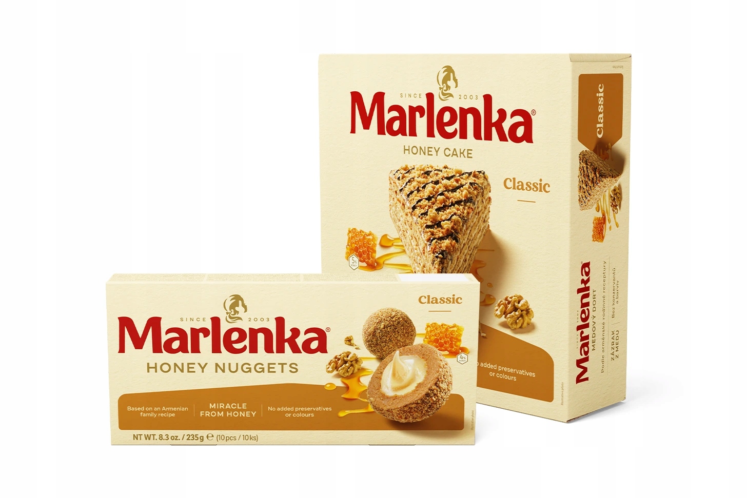 Levně Marlenka Duopack Medový dort s vlašskými ořechy 800 g a Medové kuličky 23