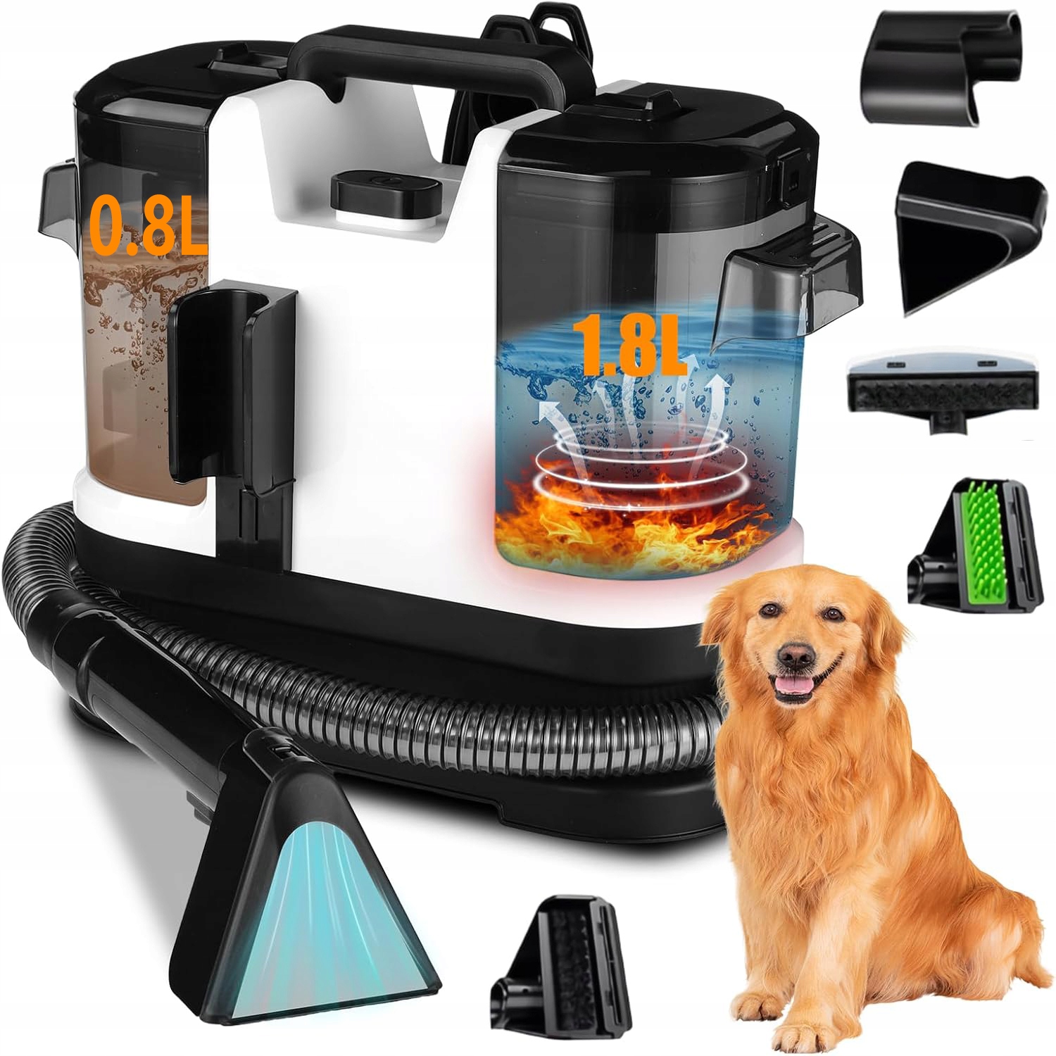 Mocna myjka na mokro i sucho do szorowania dywanów i sof 1.8L 450W 12Kpa