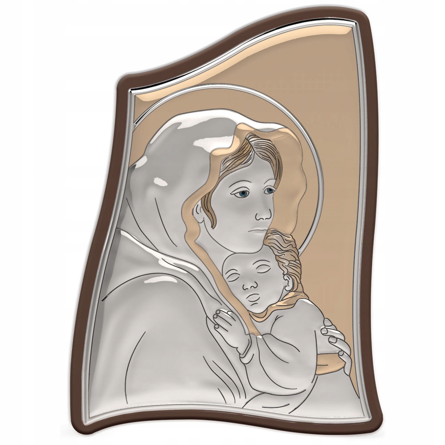 Stříbrný obrázek Panny Marie s dítětem 25,5/18 cm 192137A