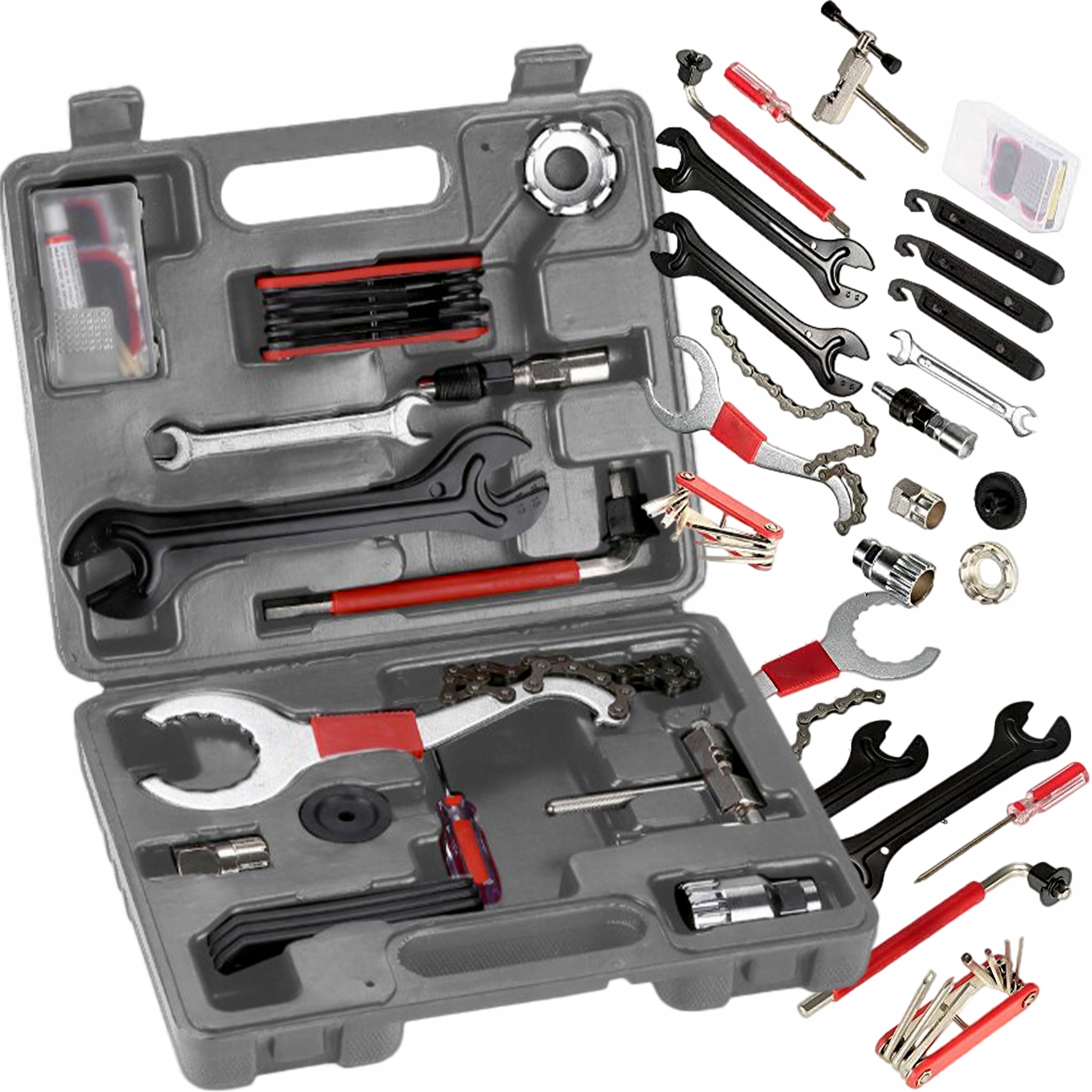 Zestaw naprawczy Narzędzi Rowerowych w walizce Klucze Korba Do Roweru 17w1