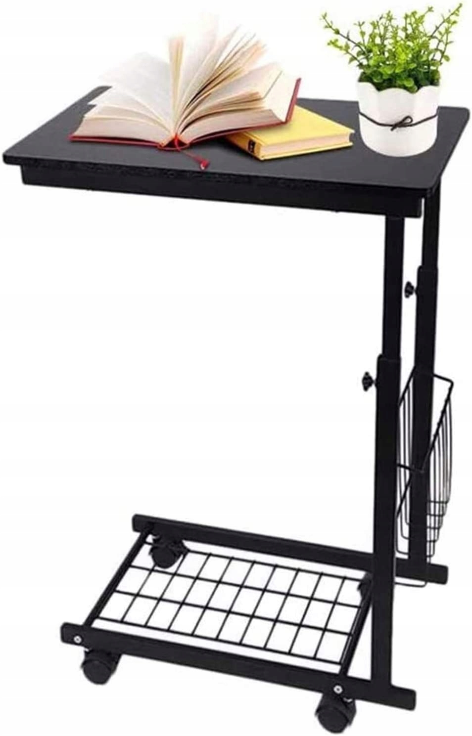 Черный регулируемый столик для ноутбука на колесиках