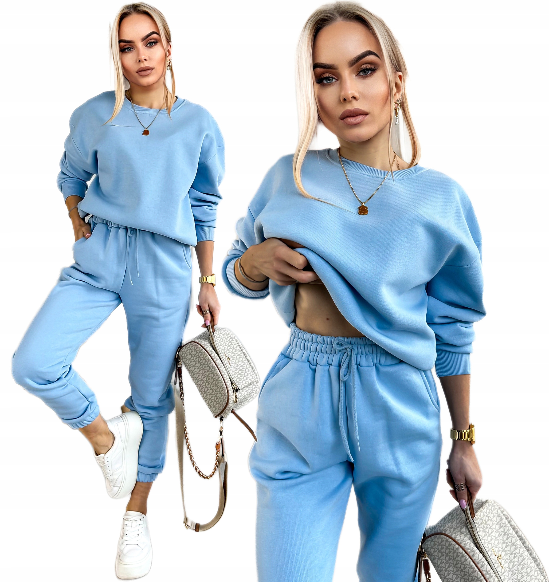 Dres damski Komplet Dresowy gruba miękka klasyczna bluza spodnie