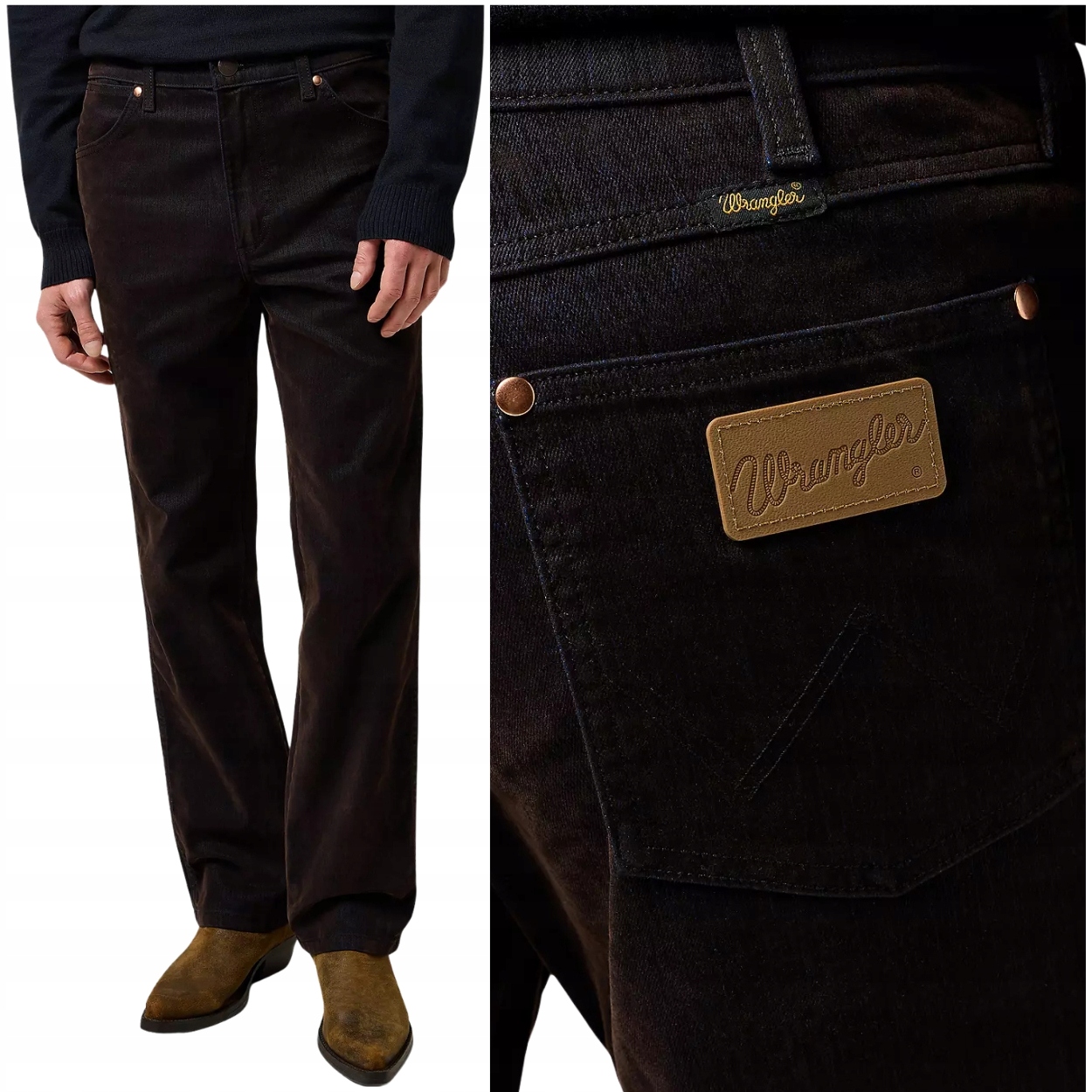 Wrangler Wrancher bootcut MoleFlocked rozšířené potažené kalhoty W34 L32