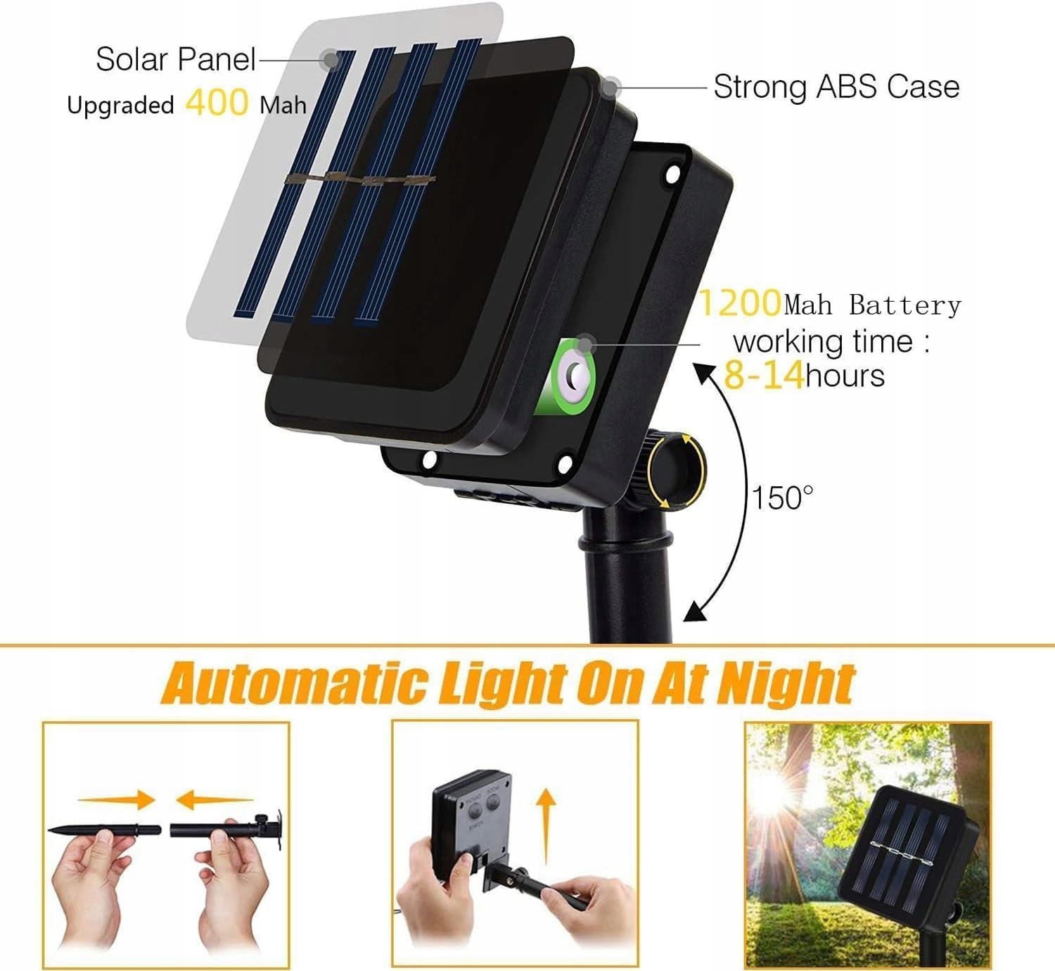 CNULENZT Solarna Girlanda Zewnętrzna 16 Żarówek 8M IP65 Do Ogrodu Balkonu — miniatura 6
